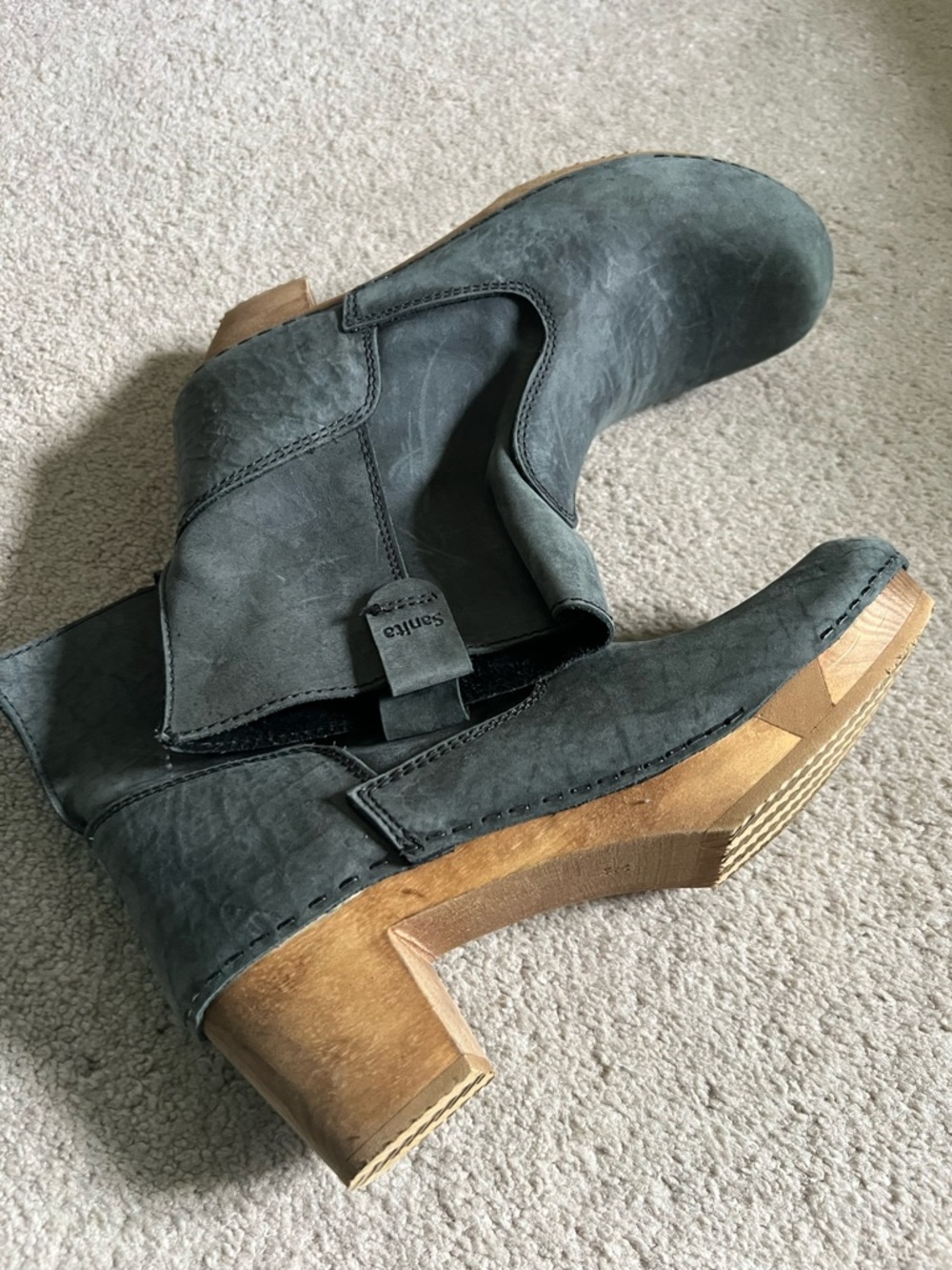 Sanita Gray Leather Heel Ankle Boots, NWOT